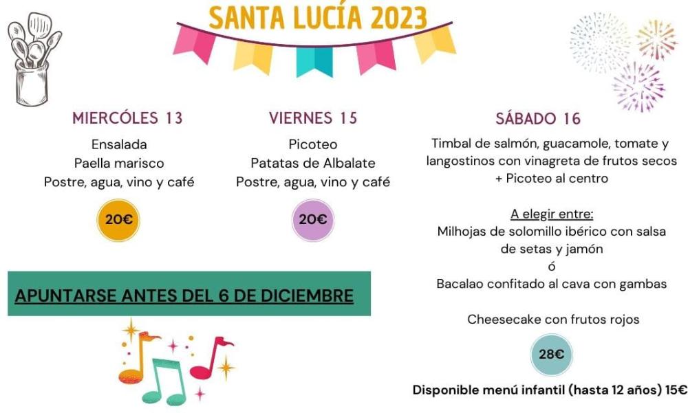 Imagen: Cartel con los menús de las Fiesta de Santa Lucía 2023 en Azara