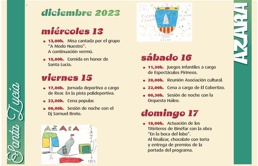 Imagen: Azara. Programa de Fiestas en Honor a Santa Lucía 2023.