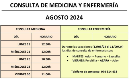 Imagen Horarios del Consultorio Médico y de Enfermería