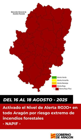 Imagen Alerta máxima ROJO PLUS por riesgo de incendio en toda la Comunidad...